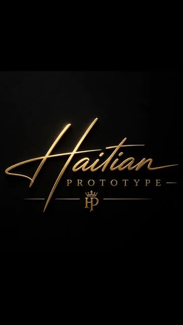 Haitian Prototype gold script logo with the HP monogram